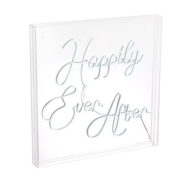 Happily Ever After Square Contemporary Glam Acrylic Box USB Operated LED Neon Light - JONATHAN Y